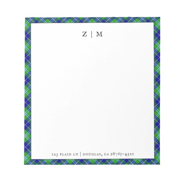 Douglas Clan Tartan Plaid Pattern Notepad (Front)