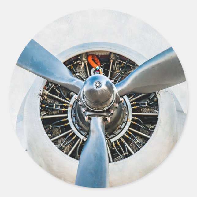 Douglas DC-3 Aircraft. Propeller Classic Round Sticker (Front)