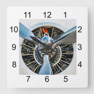 Douglas DC-3 Aircraft. Propeller Square Wall Clock