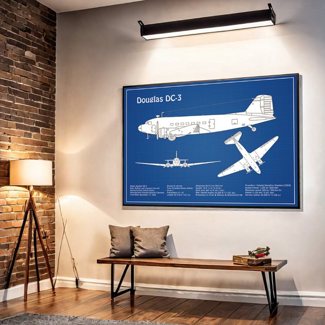 Douglas DC-3 - Airplane Blueprint Drawing Plan ABD Poster (Creator Uploaded)