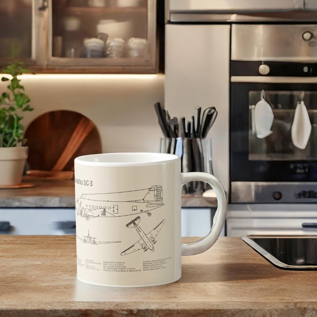 Douglas DC-3 - Airplane Blueprint Drawing Plans SD Coffee Mug (Creator Uploaded)