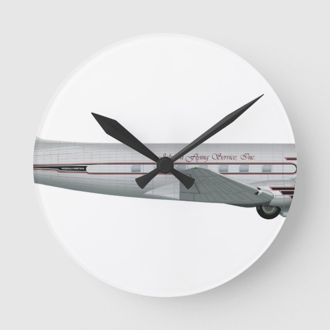 Douglas DC-3 Johnson Flying Service Round Clock (Front)