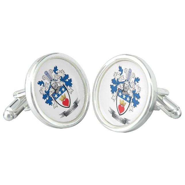 Douglas Family Crest Coat of Arms Cufflinks (Angled)