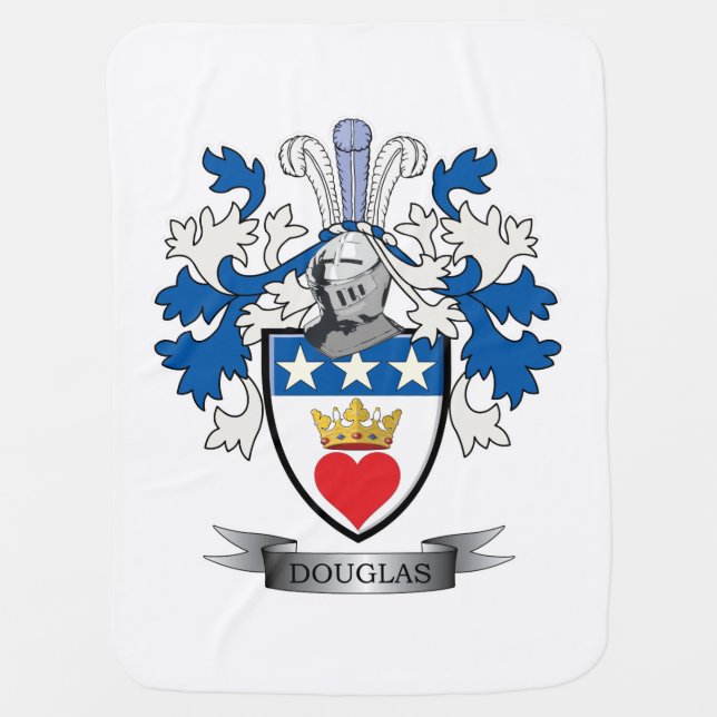 Douglas Family Crest Coat of Arms Receiving Blanket (Front)