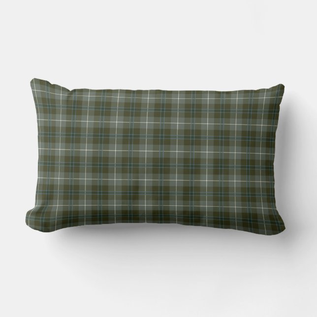 Douglas Family Loden Green Reproduction Tartan Lumbar Pillow (Front)