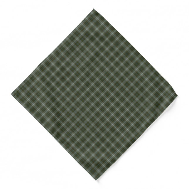 Douglas Family Weathered Tartan Moss Green Plaid Bandana (Front)