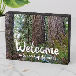 Douglas Fir Conifer Forest Welcome Wooden Box Sign