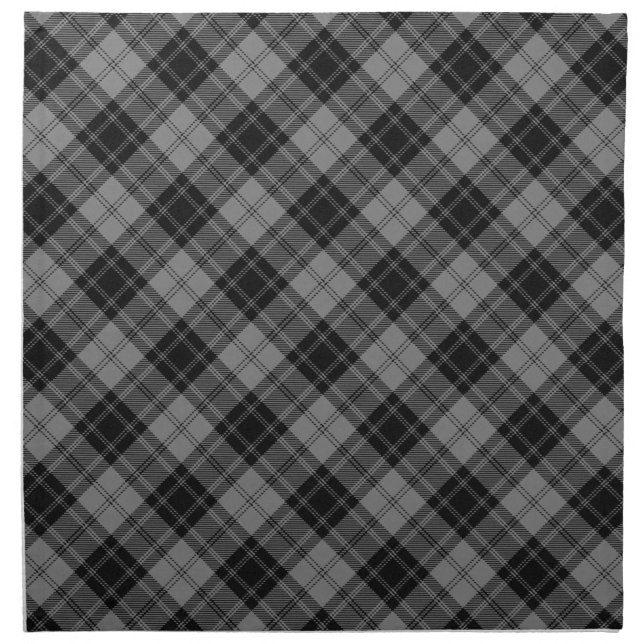 Douglas Grey Scottish Tartan Clan Plaid Cloth Napkin (Front)