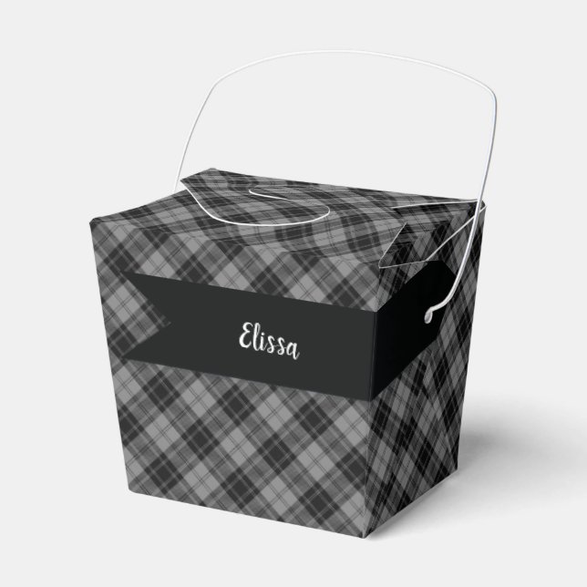 Douglas Grey Scottish Tartan Plaid Pattern Favor Boxes (Front Side)
