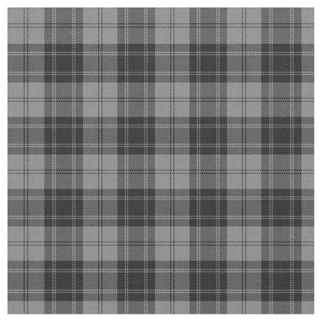 Douglas Grey Tartain Plaid Black Gray Fabric (Close Up)