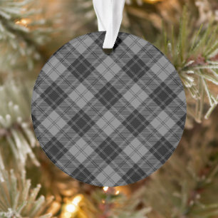 Douglas Grey Tartain Plaid Black Gray Ornament