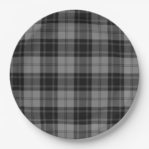 Douglas Grey Tartan Plaid Heritage Grey Paper Plates