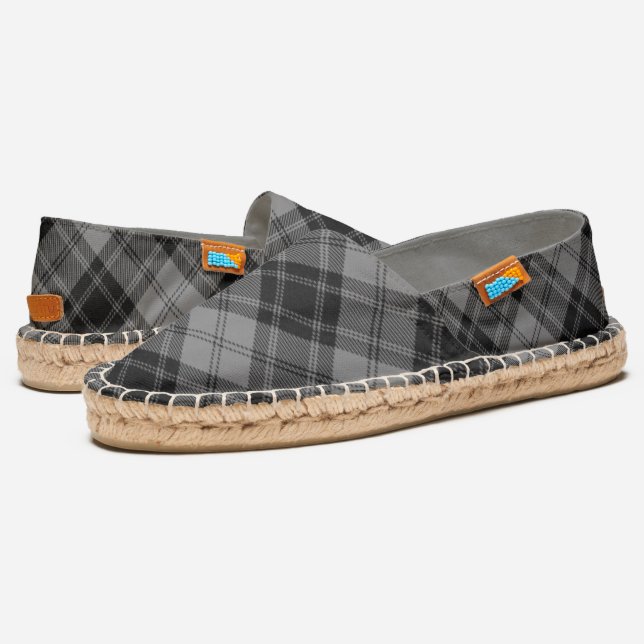 Douglas Grey Tartan Plaid Scottish Pattern Espadrilles (Angled)