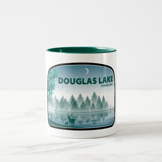 Douglas Lake Tennessee Deer Two-Tone Coffee Mug (Center)