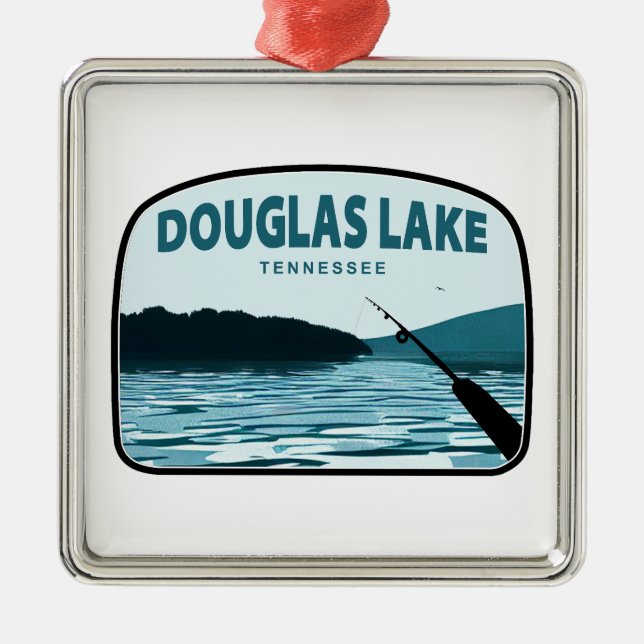 Douglas Lake Tennessee Fishing Rod Metal Ornament (Front)