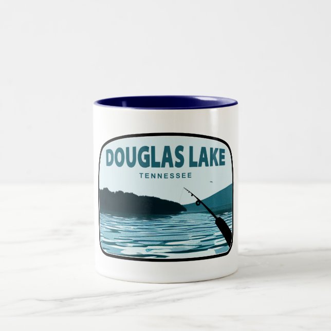 Douglas Lake Tennessee Fishing Rod Two-Tone Coffee Mug (Center)
