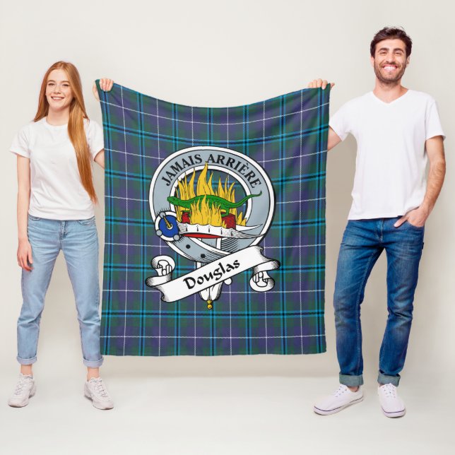 Douglas Modern Clan Badge Tartan Plaid Fleece Blanket (In Situ)
