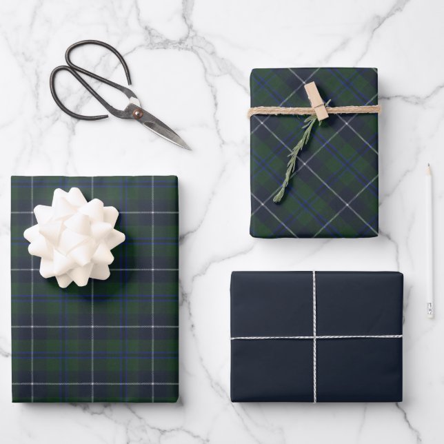 Douglas Modern Original Scottish Tartan  Wrapping Paper Sheets (Front)