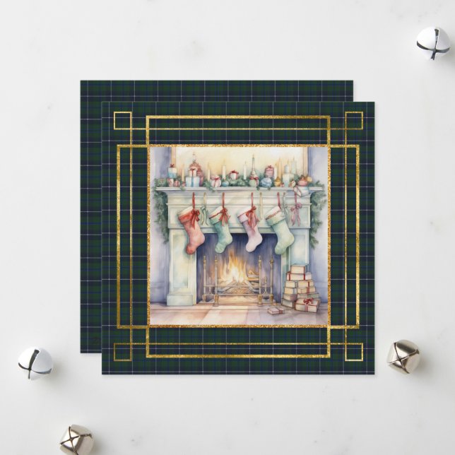 Douglas Modern Scottish Tartan Christmas  Holiday Card (Front/Back In Situ)