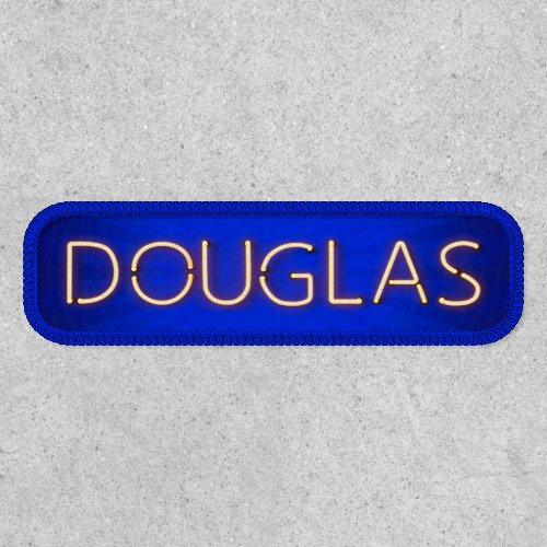 Douglas name in glowing neon lights patch