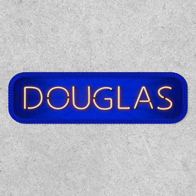 Douglas name in glowing neon lights patch (Front)