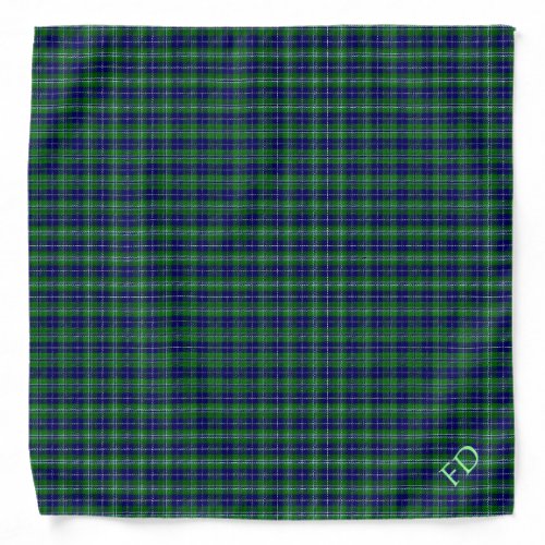 Douglas Official Tartan with monogram  initials Bandana