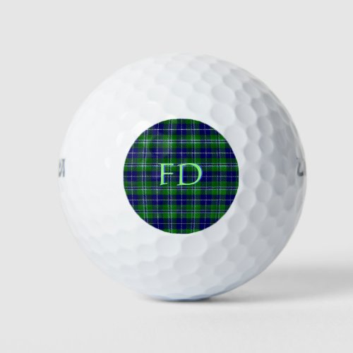 Douglas Official Tartan with monogram  initials Golf Balls