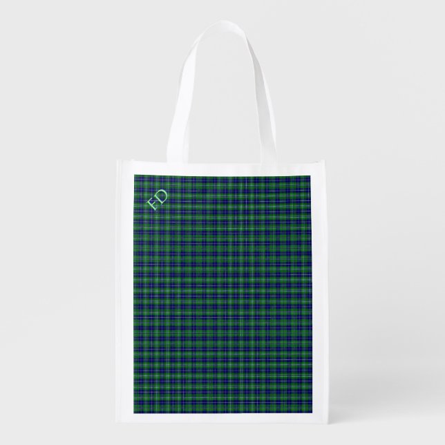 Douglas Official Tartan with monogram / initials Grocery Bag (Front)