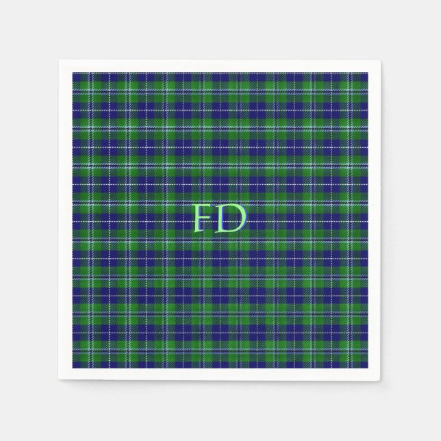 Douglas Official Tartan with monogram / initials Napkins (Front)