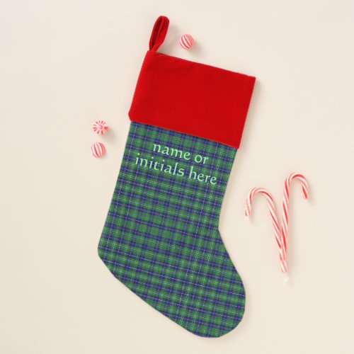 Douglas Official Tartan with monogram  name Christmas Stocking