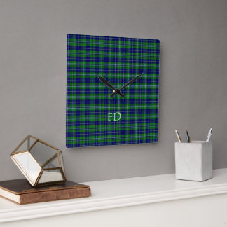 Douglas Official Tartan with monogram / name Square Wall Clock