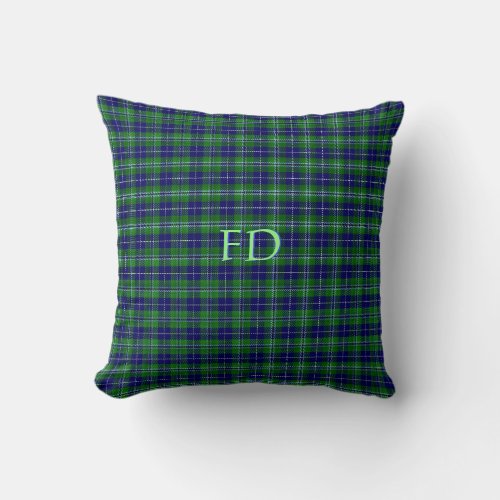 Douglas Official Tartan with monogram  name Throw Pillow