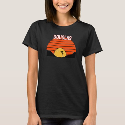 Douglas Palm Tree Sunset Retro Vintage Sand Dunes T_Shirt