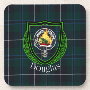 Douglas Scottish Clan Tartan & Crest Beverage Coaster