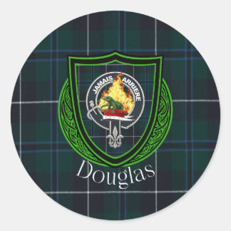 Douglas Scottish Clan Tartan & Crest Classic Round Sticker