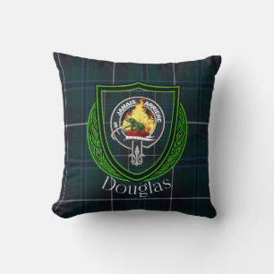 Douglas Scottish Clan Tartan & Crest Throw Pillow