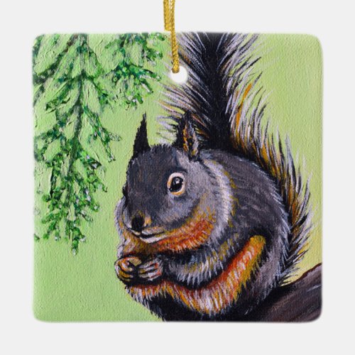 Douglas Squirrel Painting Ceramic Ornament