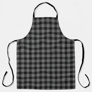 Douglas tartan black gray plaid apron