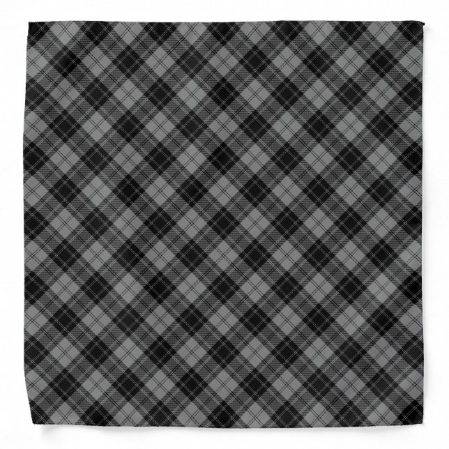Douglas tartan black gray plaid bandana (Front)