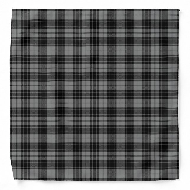 Douglas tartan black gray plaid bandana (Front)