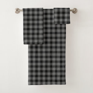 Douglas tartan black gray plaid bath towel set