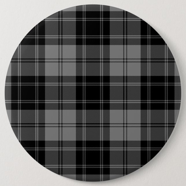 Douglas tartan black gray plaid button (Front)