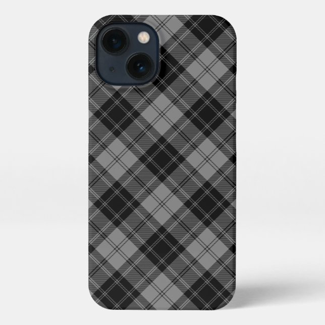Douglas tartan black gray plaid iPhone case (Back)