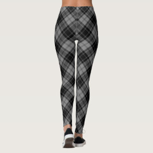 Douglas tartan black gray plaid leggings