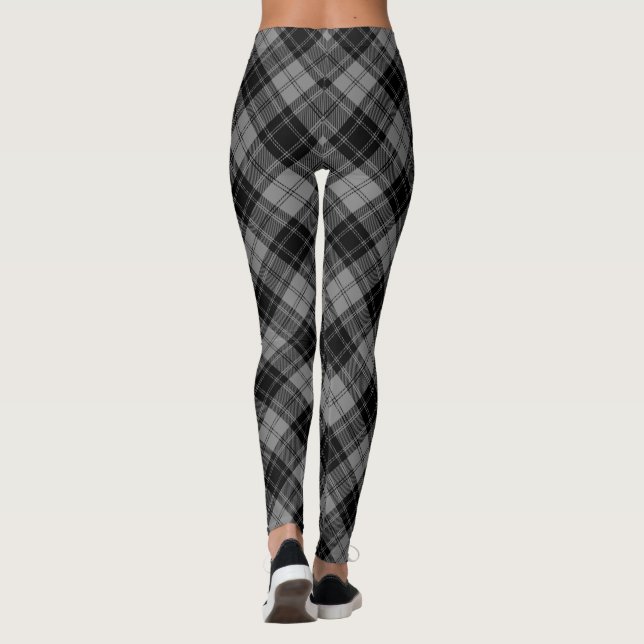 Douglas tartan black gray plaid leggings (Back)