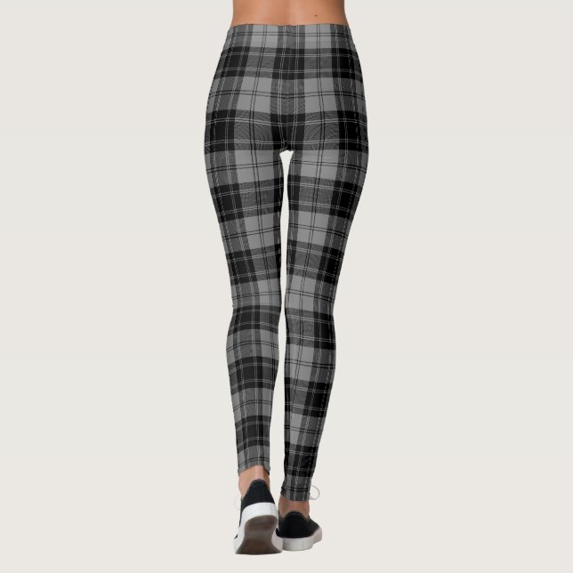 Douglas tartan black gray plaid leggings (Back)