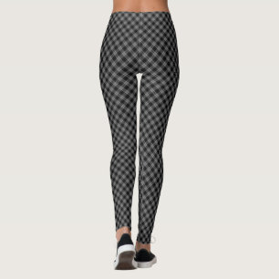 Douglas tartan black gray plaid leggings