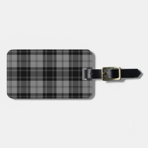 Douglas tartan black gray plaid luggage tag