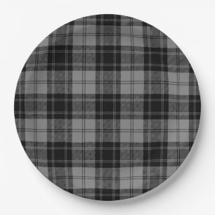 Douglas tartan black gray plaid paper plates