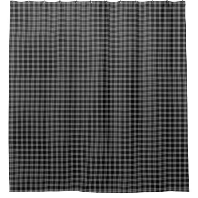 Douglas tartan black gray plaid shower curtain (Front)